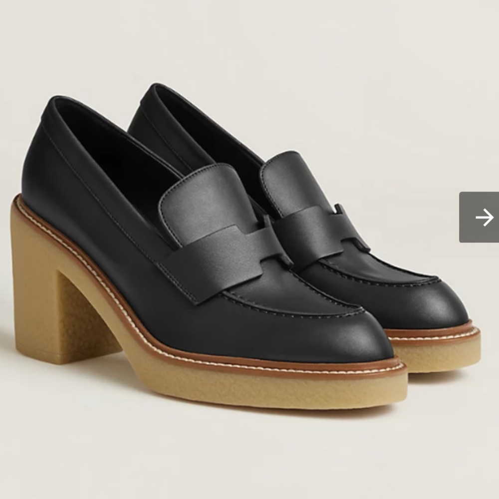 Hermes Didi 70 in black leather - loafer / moccasin sz 40